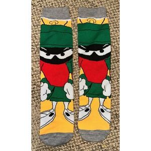 Looney Tunes Marvin the Martian Crew Socks Yellow Green Grey Cotton Blend‎ New